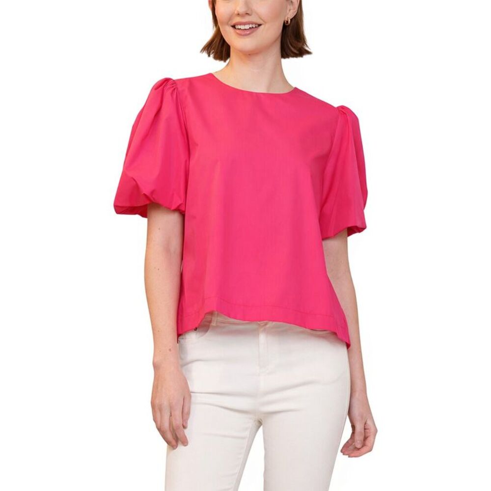 Why Dress Womens  Puff Sleeve Top, Pink